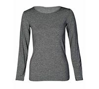 Crazy Fashion Long Sleeve Plain Tshirts for Women UK Round Scoop Neck Stretchy Formal Casual Basic Slim Fit Jersy Ladies Tee Top Plus Size 8-22 Charcoal