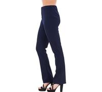Crazy Fashion Pack of 1 Ribbed Work Trousers for Women UK - Finely Soft Stretch Pull On Ladies Pants Bootleg Casual Full Elasticated Waist Black Navy Bottoms(Navy, 16)