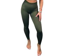 Crazy Fashion Ribbed Beige High Waisted Thick Leggings for Women Soft Tummy Control Legging Soft Elastic Sports Workout Gym Running Yoga Stretchy Pants UK (Khaki, 12-14)