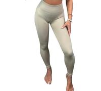 Crazy Fashion Ribbed Black High Waisted Thick Leggings for Women Soft Tummy Control Legging Soft Elastic Sports Workout Gym Running Yoga Stretchy Pants UK Beige, ML (UK 10-12)
