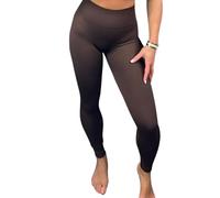 Crazy Fashion Ribbed Grey High Waisted Thick Leggings for Women Soft Tummy Control Legging Soft Elastic Sports Workout Gym Running Yoga Stretchy Pants UK (Brown, 12-14)