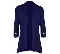Crazy Fashion Short Sleeves Button Cardigans for Women UK Plus Size Ladies Hanky Hem Jersey Open Soft Smooth Waterfall Boyfriend Plain Top Size 8-26 Navy
