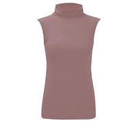 Crazy Fashion Sleeveless Polo Tops for Women High Turtle Neck Stretchy Casual Wear Plain T Shirts Roll Vest Jumper UK 8-22 Mocha