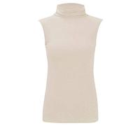 Crazy Fashion Sleeveless Polo Tops for Women High Turtle Neck Stretchy Casual Wear Plain T Shirts Roll Vest Jumper UK 8-22 Cream