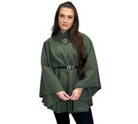 Crazy Fashion Women’s Belted Cape Plain Poncho For Ladies Oversized Shawl Wrap Fashionable Elegant Scarf Coat Sweater Open Front Warm Winter Women Cardigans (Khaki, UK 8-16)