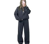 Crazy Fashion Women’s Bomber Tracksuit Plain Long Sleeve Jacket and Straight Leg Trousers For Ladies Loungewear 2 Piece Sets Joggers Fleece Winter Zip Up (Slate grey UK 16-18 (L/XL)