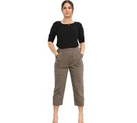 Crazy Fashion Women’s Capri Trousers Ladies 3/4 Pants & Shorts Elasticated Waistband Trouser Casual Summer Soft Pant Plus Size 10-24 (20, Trouser Mocha)