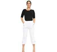 Crazy Fashion Women’s Capri Trousers Ladies 3/4 Pants & Shorts Elasticated Waistband Trouser Casual Summer Soft Pant Plus Size 10-24 (24, Trouser White)