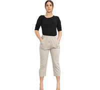 Crazy Fashion Women’s Capri Trousers Ladies 3/4 Pants & Shorts Elasticated Waistband Trouser Casual Summer Soft Pant Plus Size 10-24 (18, Trouser Beige)