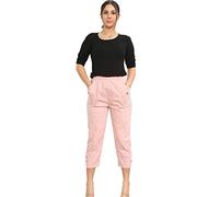 Crazy Fashion Women’s Capri Trousers Ladies 3/4 Pants & Shorts Elasticated Waistband Trouser Casual Summer Soft Pant Plus Size 10-24 (12, Trouser Pink)