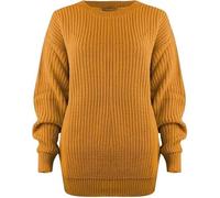 Crazy Fashion Women’s Chunky Oversized Baggy Jumper Ladies Long Sleeve Knitted Sweater Thick Top Round Neck Pull Over Warm Winter Everyday Casual Pullover Plain Tops (Mustard, 18-24 Plus Size)
