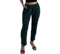 Crazy Fashion Women’s Full Length Cherry Berry Trousers- Ribbed Corduroy Ladies Italian Plain Casual Stretchy High Elasticated Waist Straight Leg Winter Pants Plus Size 10-24 Bottle Green
