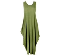 Crazy Fashion Women Sleeveless Parachute Langelook Tulip Loose Fit Baggy Romper Dress for Summer Plain Tunic Casual Ladies Tops Khaki 8-10