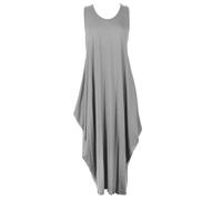 Crazy Fashion Women Sleeveless Parachute Langelook Tulip Loose Fit Baggy Romper Dress for Summer Plain Tunic Casual Ladies Tops Grey 8-10