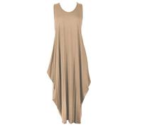 Crazy Fashion Women Sleeveless Parachute Langelook Tulip Loose Fit Baggy Romper Dress for Summer Plain Tunic Casual Ladies Tops Mocha 12-14