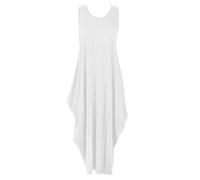 Crazy Fashion Women Sleeveless Parachute Langelook Tulip Loose Fit Baggy Romper Dress for Summer Plain Tunic Casual Ladies Tops White 16-18