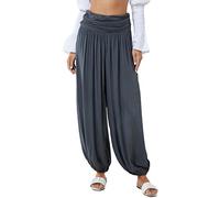 Crazy Fashion Women's Full Length Lagenlook Boho Hippy Harem Ali Baba Long High Waisted Cuffed Loose Fit Plain Pants Summer Trousers Ladies Joggers Baggy Yoga Harem Pants Plus Size UK 10-18