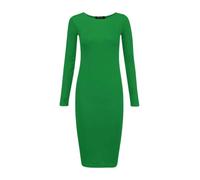 Crazy Fashion Womens Plain and Printed Long Sleeve Round Neck Stretch Jersey Bodycon Ladies Dress Midi All Season Solid Color Casual Dresses for Women Jade Green 16-18