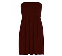 Crazy Fashion Womens Sheering Top Oversized Plus Size Strapless Boob Tube Bandeau Jersey Ladies Plain Summer Mini Dress for Women UK 8-26 (18, Wine)