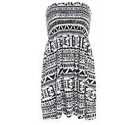 Crazy Fashion Womens Sheering Top Oversized Plus Size Strapless Boob Tube Bandeau Jersey Ladies Printed Summer Mini Dress for Women (Big Azetic, XXL)