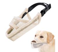 Crazy Felix Nylon Dog Muzzle for Small Medium Large Dogs Breathable Mesh Drinkable Pet Muzzle Anti-Bite Anti-Bark (L, Beige)
