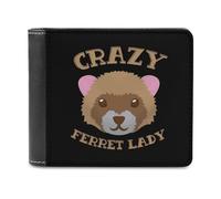 Crazy Ferret Lady Men's Bifold Wallet Slim Cash Card Holder Leather Purse