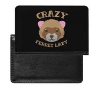 Crazy Ferret Lady Passport Wallet Cute Passport Case with Card Slot Travel Passport Holder Cover