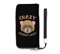 Crazy Ferret Lady Slim Wallet for Women Long Purse Cute Clutch Wristlet Handbag Card Holders