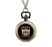 Crazy Ferret Lady Vintage Pocket Watch Alloy Pendant Watches Necklace Gift for Men Women Coppery-Style