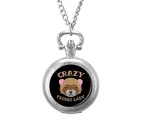 Crazy Ferret Lady Vintage Pocket Watch Alloy Pendant Watches Necklace Gift for Men Women Silver-Style