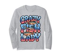 Crazy Fish Lady Quote with Tropical Fish Silhouettes Long Sleeve T-Shirt