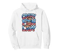 Crazy Fish Lady Quote with Tropical Fish Silhouettes Pullover Hoodie