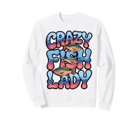 Crazy Fish Lady Quote with Tropical Fish Silhouettes Sweatshirt