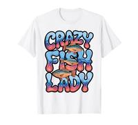 Crazy Fish Lady Quote with Tropical Fish Silhouettes T-Shirt
