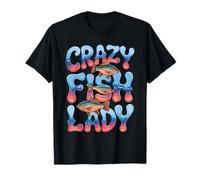 Crazy Fish Lady Quote with Tropical Fish Silhouettes T-Shirt