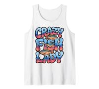 Crazy Fish Lady Quote with Tropical Fish Silhouettes Tank Top