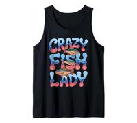 Crazy Fish Lady Quote with Tropical Fish Silhouettes Tank Top