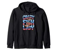 Crazy Fish Lady Quote with Tropical Fish Silhouettes Zip Hoodie