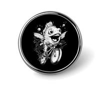 Crazy Fish Rider Riding A Bike Round Enamel Brooch Pin Button Badges Decoration Hat Clothing Bag Accessories Gift Crafts