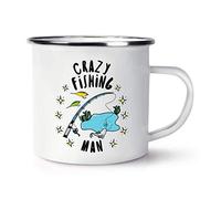 Crazy Fishing Man Stars Retro Enamel Mug Cup
