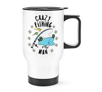 Crazy Fishing Man Stars Travel Mug Cup with Handle