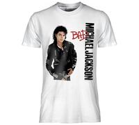 CRAZY FOR ROCK Michael Jackson Official Bad. Unisex Cotton T-Shirt, Regular Fit for Adults and Boys, White, XS
