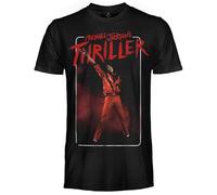 CRAZY FOR ROCK Michael Jackson Official Thriller T Shirt. Unisex Cotton T-Shirt. Regular Fit Jersey for Adults and Boys, Black, XXL