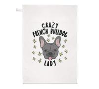 Crazy French Bulldog Lady Stars Tea Towel Dish Cloth