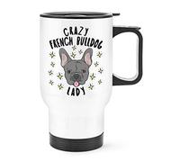 Crazy French Bulldog Lady Stars Travel Mug Cup with Handle