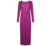 Crazy Fshion Women’s Long Sleeve Maxi Dress Stretchy Ladies Plain Jersey Round Neck Casual Style Plus Size UK 8-26 Fuchsia
