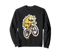 Crazy Fun Cat Riding Bicycle Funny Cartoon Art Sweatshirt