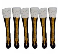 Crazy Funny Chicken Legs Knee-High Novelty Socks Funny Gifts, 3 Pair Yellow, Medium