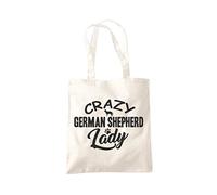 Crazy German Shepherd Lady Tote Bag - natural One Size