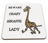 Crazy Giraffe Lady Novelty Funny Mug Coaster
